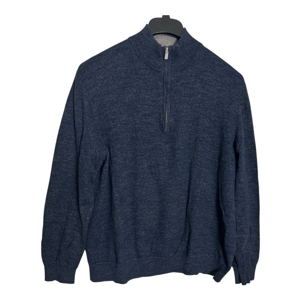 Faherty Sconset Navy Heather Blue 1/4 Zip Sweater Size XL